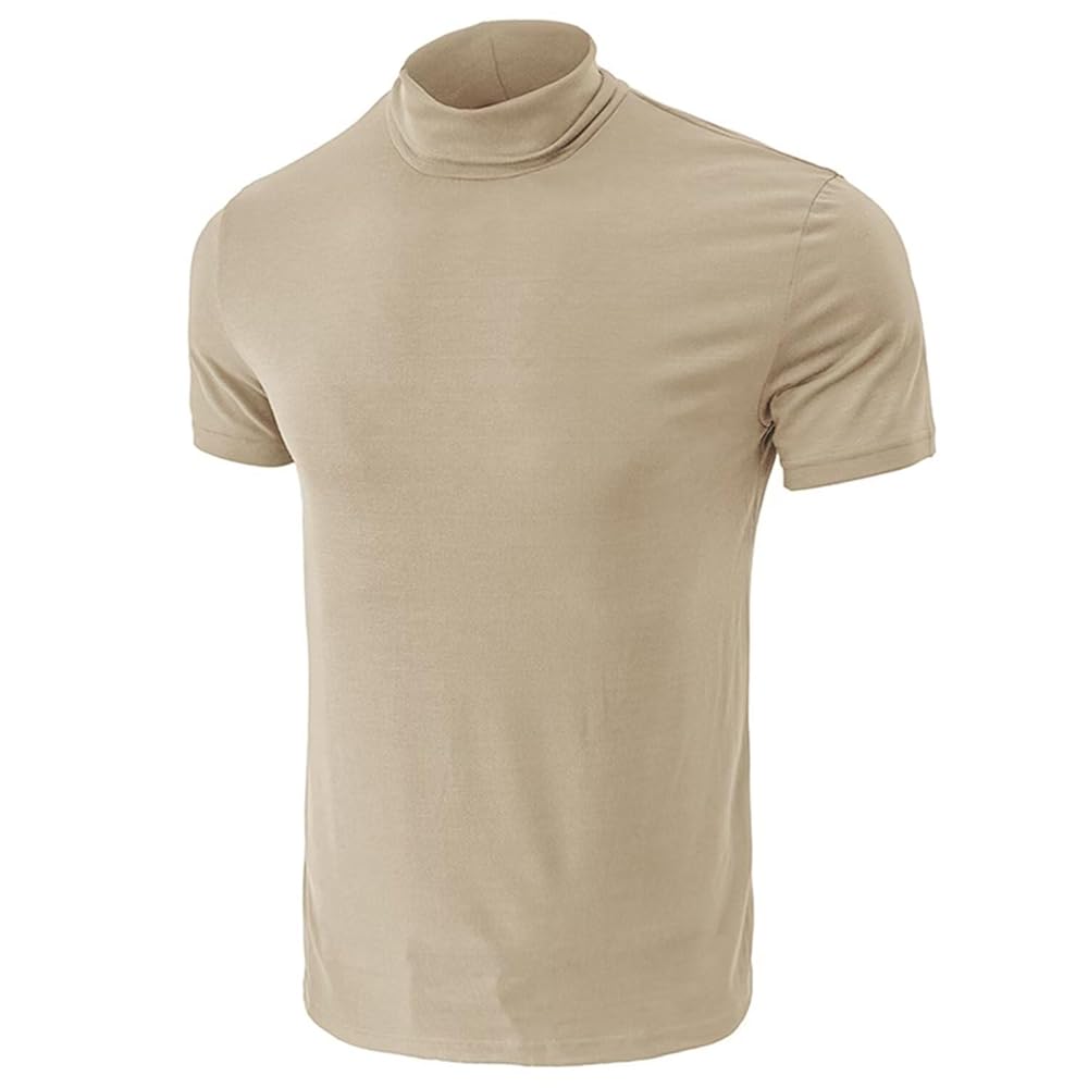 Men's Fashion Shirts Short Sleeve Mock Turtleneck T-Shirts